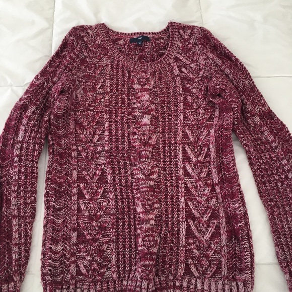 Gap wine red cable knit sweater, sz xs - Picture 2 of 4